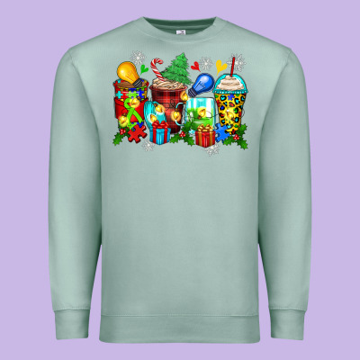 Premium Sweatshirt autism christmas coffee cups
