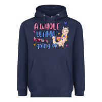 Navy a whole llama learning going on Heavyweight Hoodie - MaliasSmallBusiness