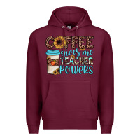 Burgundy coffee gives me teacher powers Premium Hoodie - JahusDesignShop
