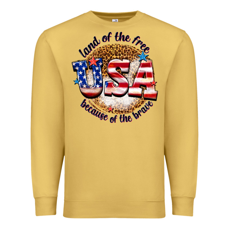 Land Of The Free Usa Because Of The Brave Billie W Premium Sweatshirt by texasbilliewilder | Teevron