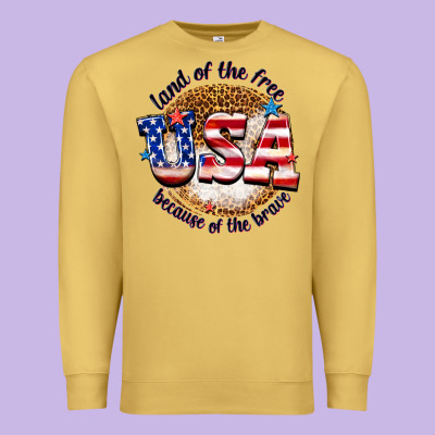 Premium Sweatshirt land of the free usa because of the brave billie w