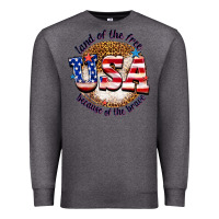 Charcoal Heather land of the free usa because of the brave billie w Premium Sweatshirt - texasbilliewilder