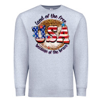Heather Grey land of the free usa because of the brave billie w Premium Sweatshirt - texasbilliewilder