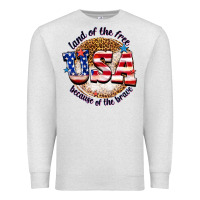 Oatmeal Heather land of the free usa because of the brave billie w Premium Sweatshirt - texasbilliewilder