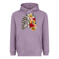 Lavender floral ribcage Heavyweight Hoodie - MaliasSmallBusiness