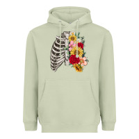Matcha floral ribcage Heavyweight Hoodie - MaliasSmallBusiness