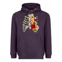 Plum floral ribcage Heavyweight Hoodie - MaliasSmallBusiness