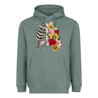 Sage floral ribcage Heavyweight Hoodie - MaliasSmallBusiness