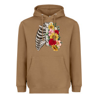 Toasted Coconut floral ribcage Heavyweight Hoodie - MaliasSmallBusiness