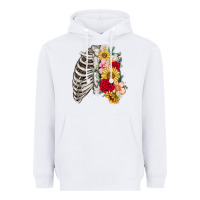White floral ribcage Heavyweight Hoodie - MaliasSmallBusiness