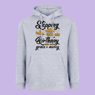 Heavyweight Hoodie stepping into my birthday with god s grace and mer