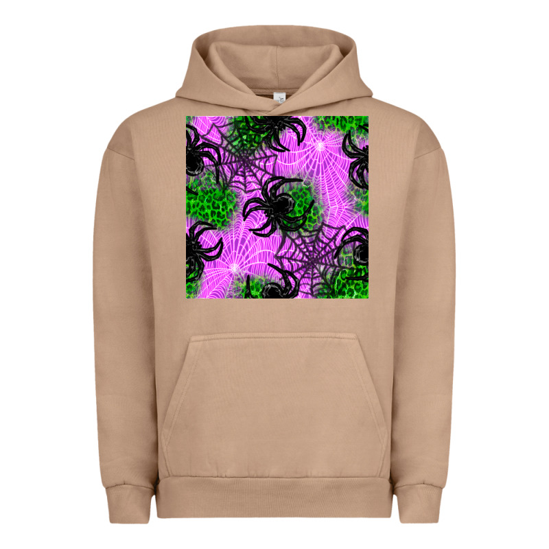 Halloween Spider Green Leopard Seamless Pattern Urban Hoodie by BundleAndBundleShop | Teevron