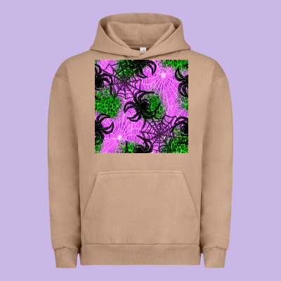 Halloween Spider Green Leopard Seamless Pattern Urban Hoodie Designed By Bundleandbundleshop