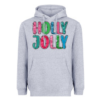 Heather Grey holly jolly Heavyweight Hoodie - MaliasSmallBusiness