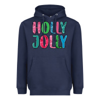 Navy holly jolly Heavyweight Hoodie - MaliasSmallBusiness