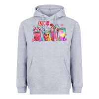 Heather Grey love coffee cups Heavyweight Hoodie - MaliasSmallBusiness