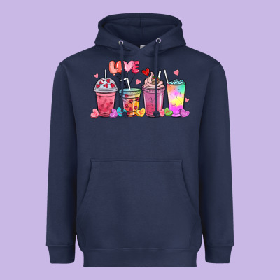 Heavyweight Hoodie love coffee cups