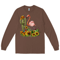 Chestnut flamingo with cactus and sunflowers Long Sleeve Tee - BarkalooDesign