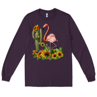 Plum flamingo with cactus and sunflowers Long Sleeve Tee - BarkalooDesign