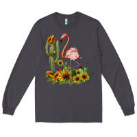 Smoke flamingo with cactus and sunflowers Long Sleeve Tee - BarkalooDesign