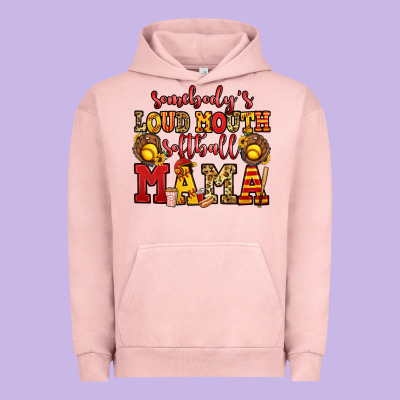 Somebody's Loud Mouth Softball Mama Urban Hoodie Designed By Jasminsmagicworld