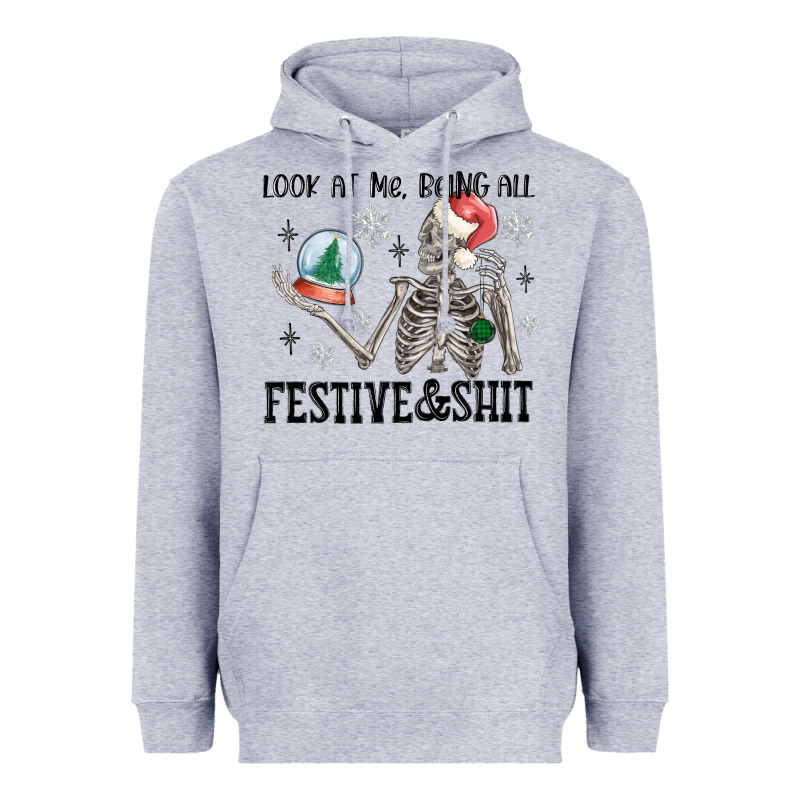 Look At Me Being All Festive And Shit Heavyweight Hoodie by MaliasSmallBusiness | Teevron