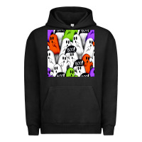 Pigment Black boo ghosts seamless pattern Urban Hoodie - BundleAndBundleShop