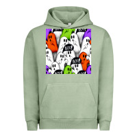 Pigment Oil Green boo ghosts seamless pattern Urban Hoodie - BundleAndBundleShop