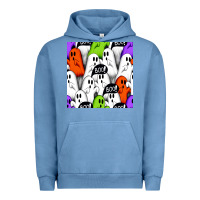 Pigment Pebble Blue boo ghosts seamless pattern Urban Hoodie - BundleAndBundleShop