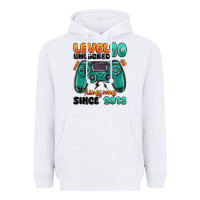 White level 10 unlocked awesome since 2013 Heavyweight Hoodie - MaliasSmallBusiness