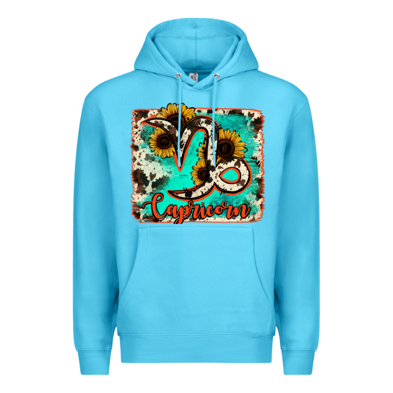 Capricorn Turquoise Cowhide Premium Hoodie by RanaPortraitStore | Teevron