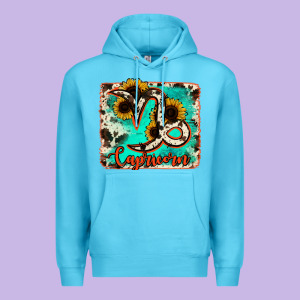 Capricorn Turquoise Cowhide Premium Hoodie Designed By Ranaportraitstore