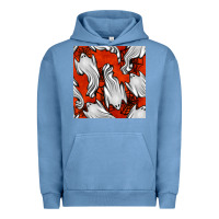 Pigment Pebble Blue flying ghosts seamless pattern Urban Hoodie - BundleAndBundleShop