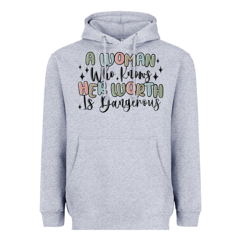 A Woman Who Knows Her Worth Is Dangerous Heavyweight Hoodie by MaliasSmallBusiness | Teevron