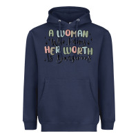 Navy a woman who knows her worth is dangerous Heavyweight Hoodie - MaliasSmallBusiness