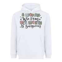 White a woman who knows her worth is dangerous Heavyweight Hoodie - MaliasSmallBusiness