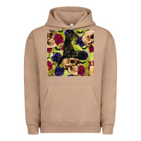 Pigment Burro halloween witch skull seamless pattern Urban Hoodie - BundleAndBundleShop