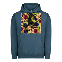 Pigment Midnight Navy halloween witch skull seamless pattern Urban Hoodie - BundleAndBundleShop