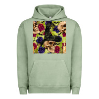 Pigment Oil Green halloween witch skull seamless pattern Urban Hoodie - BundleAndBundleShop
