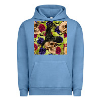 Pigment Pebble Blue halloween witch skull seamless pattern Urban Hoodie - BundleAndBundleShop