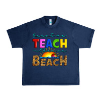 Navy first we teach then we beach Urban Heavy Tee - Artiststas