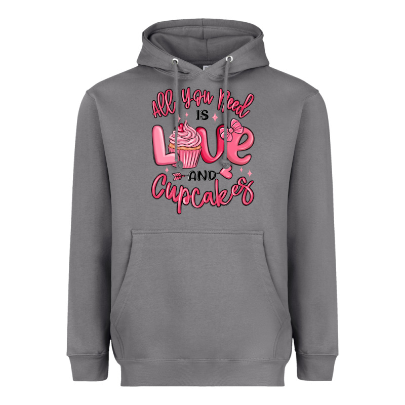 All You Need Is Love And Cupcakes Valentines Day Heavyweight Hoodie by MaliasSmallBusiness | Teevron