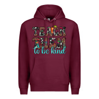 Burgundy teach them to be kind Premium Hoodie - JahusDesignShop
