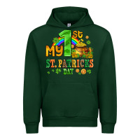 Forest Green my first st patricks day with coins and shamrocks Urban Hoodie - AdoDesignShop