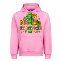Fuchsia Pink my first st patricks day with coins and shamrocks Urban Hoodie - AdoDesignShop