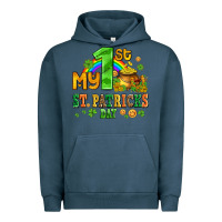 Pigment Midnight Navy my first st patricks day with coins and shamrocks Urban Hoodie - AdoDesignShop
