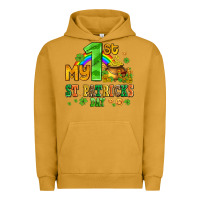 Pigment Peanut Butter my first st patricks day with coins and shamrocks Urban Hoodie - AdoDesignShop