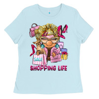 Baby Blue shopping life  gnome Ladies Tee - BarkalooDesign