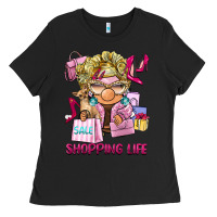 Black shopping life  gnome Ladies Tee - BarkalooDesign