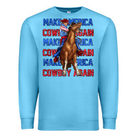 Ocean Blue make america cowboy again Premium Sweatshirt - texasbilliewilder